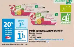 Auchan PURÉE DE FRUITS AUCHAN BABY BIO offre