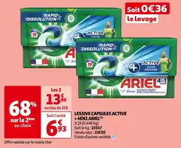 Auchan LESSIVE CAPSULES ACTIVE +4EN1 ARIEL(¹) offre