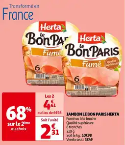 Auchan JAMBON LE BON PARIS HERTA offre