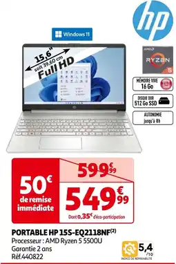 Auchan PORTABLE HP 15S-EQ2118NF(²) offre