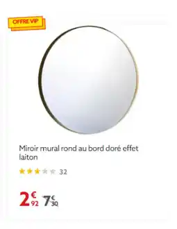 Gifi Miroir mural rond au bord doré effet laiton offre