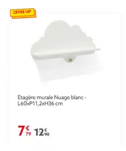 Gifi Etagère murale Nuage blanc - L60xP11,2xH36 cm offre