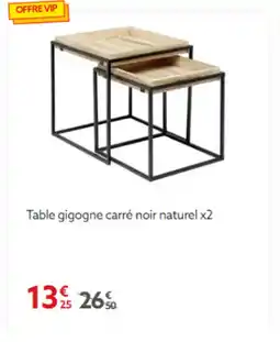 Gifi Table gigogne carré noir naturel x2 offre