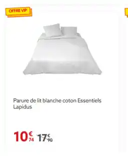 Parure de lit blanche coton Essentiels Lapidus