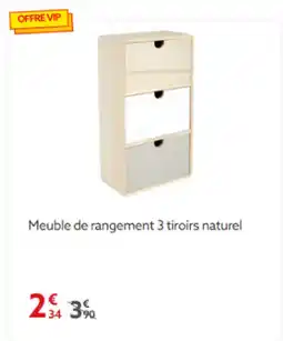 Gifi Meuble de rangement 3 tiroirs naturel offre