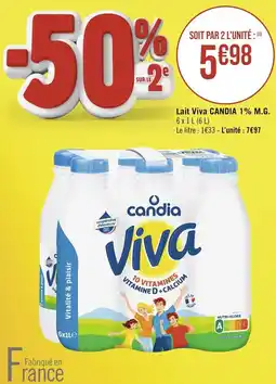 Casino Supermarchés Lait Viva CANDIA 1% M.G. offre