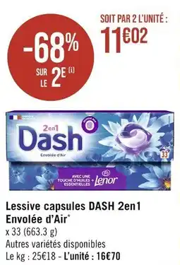 Casino Supermarchés Lessive capsules DASH 2en1 Envolée d'Air offre