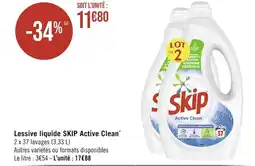 Casino Supermarchés Lessive liquide SKIP Active Clean* offre