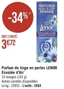 Casino Supermarchés Parfum de linge en perles LENOR Envolée d'Air offre
