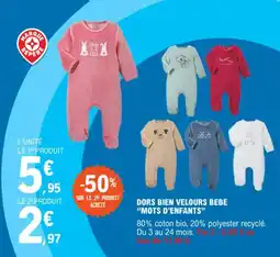 DORS BIEN VELOURS BEBE "MOTS D'ENFANTS"