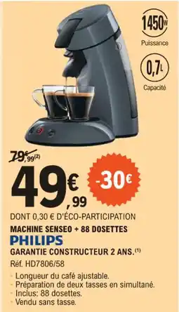 E.Leclerc MACHINE SENSEO + 88 DOSETTES PHILIPS offre