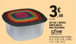E.Leclerc LOT DE 7 BOÎTES EMPILABLES MULTICOLORES offre