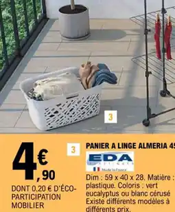 E.Leclerc PANIER A LINGE ALMERIA 45L EDA offre