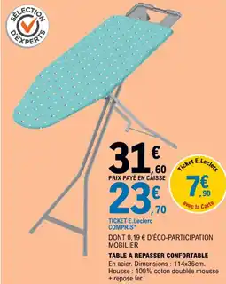 E.Leclerc TABLE A REPASSER CONFORTABLE offre