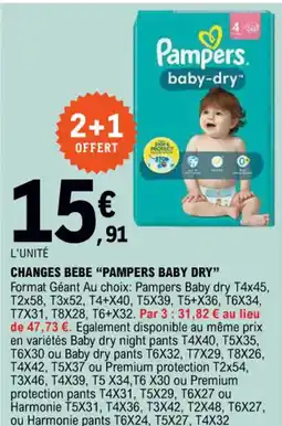 E.Leclerc CHANGES BEBE "PAMPERS BABY DRY" offre