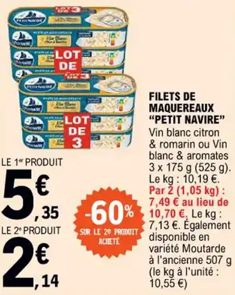 E.Leclerc FILETS DE MAQUEREAUX "PETIT NAVIRE" offre
