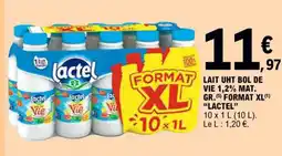 E.Leclerc LAIT UHT BOL DE VIE 1,2% MAT. GR.(5) FORMAT XL(1) "LACTEL" 10 x 1 L (10 L). offre