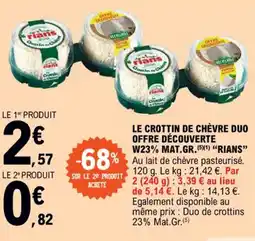 E.Leclerc LE CROTTIN DE CHÈVRE DUO OFFRE DÉCOUVERTE W23% MAT.GR.(5x(1) "RIANS” offre