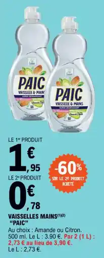 E.Leclerc VAISSELLES MAINS(1)(2) "PAIC" offre