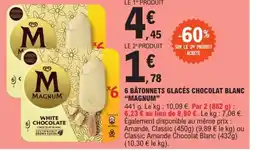E.Leclerc 6 BATONNETS GLACÉS CHOCOLAT BLANC offre