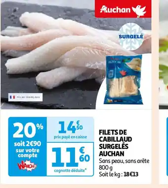 Auchan FILETS DE CABILLAUD SURGELÉS offre