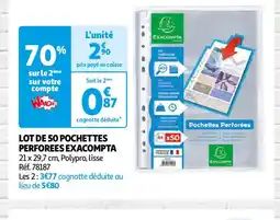 Auchan LOT DE 50 POCHETTES PERFOREES EXACOMPTA offre