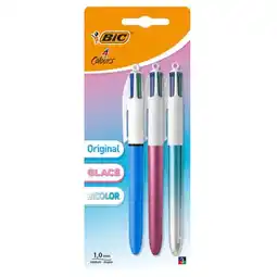 Auchan 3 Stylos Billes Retractables 4 Couleurs Bic offre