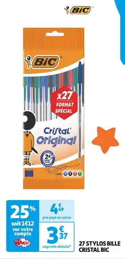 Auchan Supermarché BIC 27 STYLOS BILLE CRISTAL offre