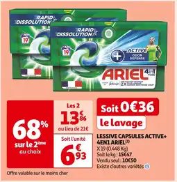 Auchan Supermarché ARIEL LESSIVE CAPSULES ACTIVE+ 4EN1(1) offre