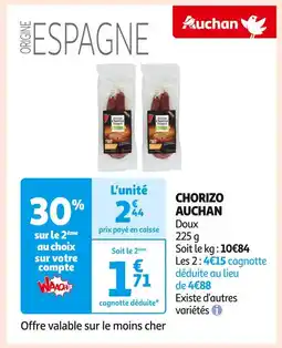 Auchan Supermarché AUCHAN CHORIZO offre