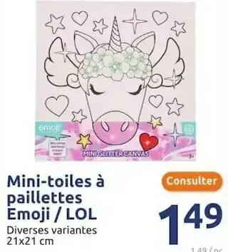 Mini-toiles à paillettes emoji/lol