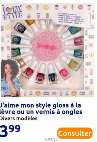 Action J'aime mon style j'aime mon style gloss à la lèvre ou un vernis à ongles offre