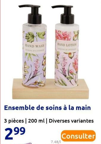 Action Ensemble de soins à la main offre
