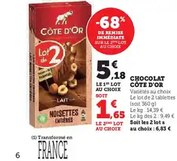 Hyper U Chocolat Cote D'or offre
