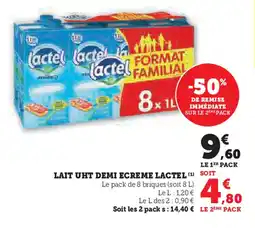 Hyper U LAIT UHT DEMI ECREME LACTEL offre