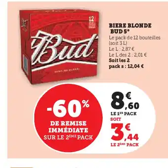 Super U BIERE BLONDE BUD 5° offre