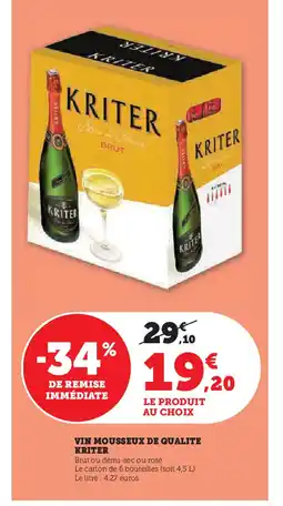 Super U VIN MOUSSEUX DE QUALITE KRITER offre