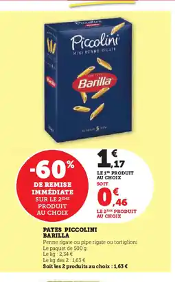 Super U PATES PICCOLINI BARILLA offre