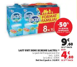 Super U LAIT UHT DEMI ECREME LACTEL (1) offre