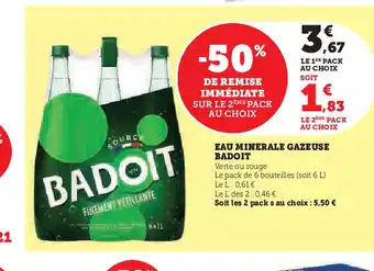 Super U EAU MINERALE GAZEUSE BADOIT offre