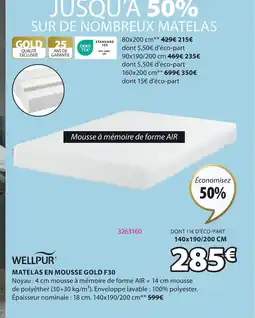 JYSK MATELAS EN MOUSSE GOLD F30 offre