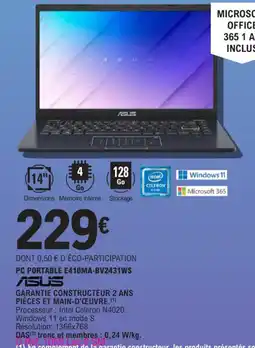 E.Leclerc PC PORTABLE E410MA-BV2431WS ASUS offre