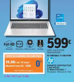 E.Leclerc PC PORTABLE 17-CN2141NF offre