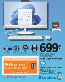 E.Leclerc PC TOUT EN UN 27-CR0049NF offre