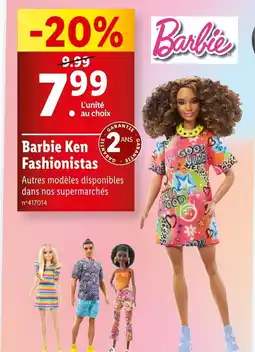 Lidl Barbie Ken Fashionistas offre