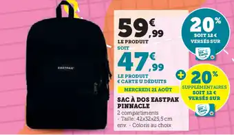 Hyper U SAC À DOS EASTPAK PINNACLE offre