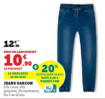 Hyper U JEANS GARCON offre