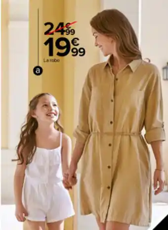 Carrefour Robe chemise en lin femme offre