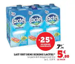 U Express LAIT UHT DEMI ECREME LACTEL (¹) offre