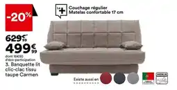 BUT Banquette lit clic-clac tissu taupe Carmen offre